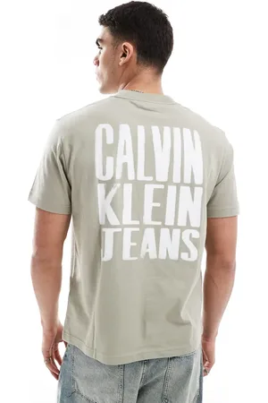 Calvin Klein Paint back print logo t-shirt in stone