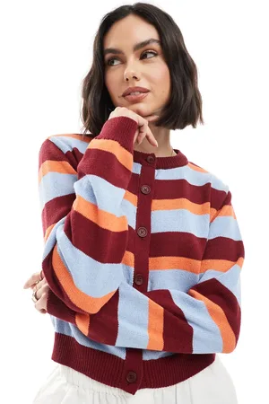 ASOS Boxy fit knit cardigan in bright stripe