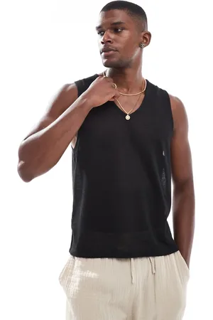 ASOS Muscle v neck boxy textured tank in
