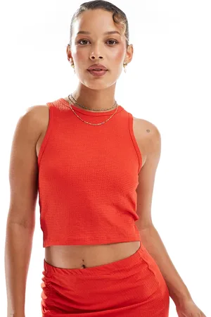 VERO MODA Textured jersey beach cropped top co-ord in
