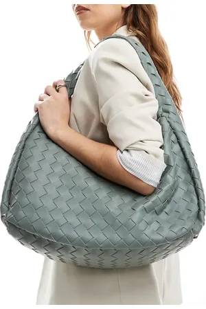 Glamorous Oversized woven shoulder bag in sage
