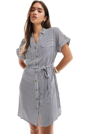 VERO MODA Mini shirt dress with pockets in stripe
