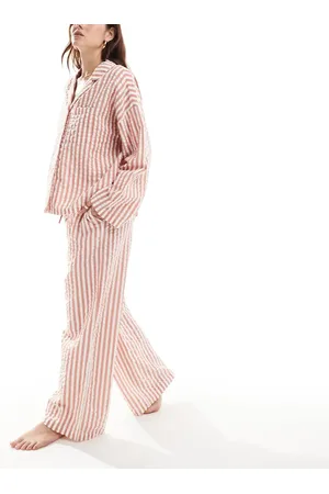 Lindex Seersucker pyjama bottom in coral stripe
