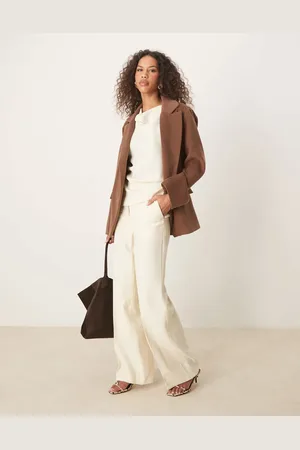ASOS Tailored textured belted trousers co-ord in buttermilk