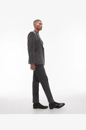 Topman Skinny cord suit trousers in charcoal
