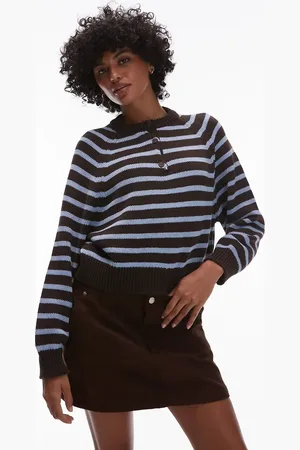 Topshop Half placket jumper in stripe