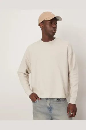 ASOS Premium heavyweight oversized boxy textured long sleeve top in cream