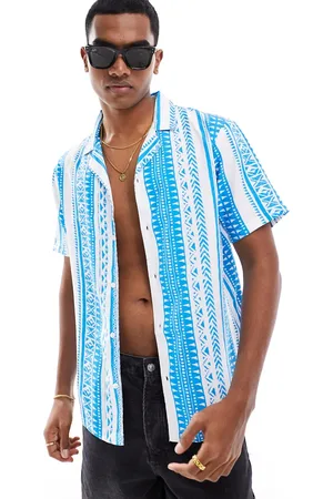 Another Influence Short sleeve printed revere collar shirt in