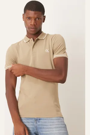 Calvin Klein Tipped polo in beige