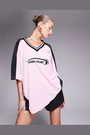 Kaiia Sport oversized v neck football jersey in and black