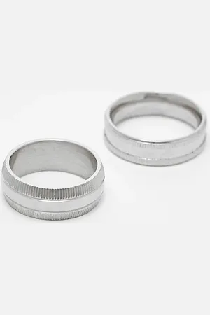 ASOS 2 pack waterproof stainless steel band ring set in tone