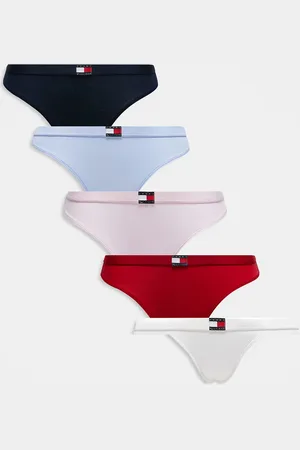 Tommy Hilfiger 5 pack flag thongs in white/red/pink/blue/navy