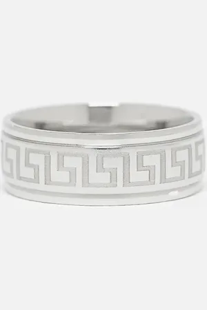 ASOS Waterproof stainless steel band ring with Greek wave design in tone