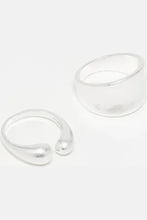 ASOS 2 pack rings with open detail in worn tone