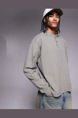 ASOS ASOS DESIG oversized boxy textured rib long sleeve t-shirt in khaki