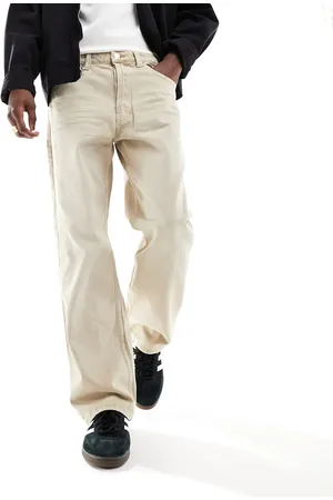 Only & Sons Fade rigid loose fit jeans in beige