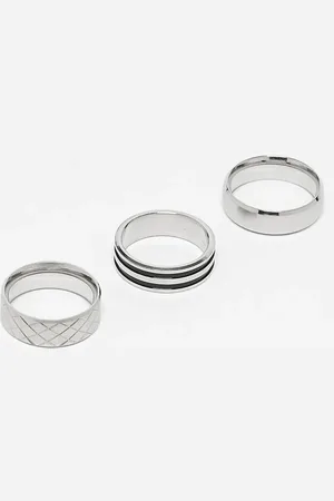 ASOS 3 pack waterproof stainless steel band ring set in tone