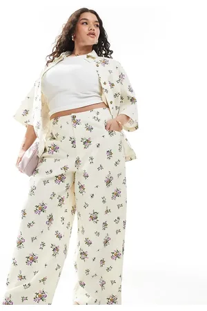 ASOS Curve high waist wide leg trousers co-ord in floral print