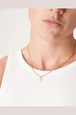 ASOS Waterproof stainless steel chain necklace with faux pearl pendant in tone