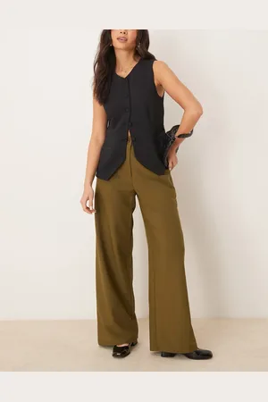ASOS Tailored relaxed straight leg trousers in Olive