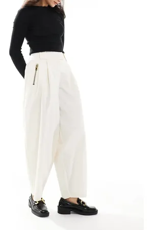 ASOS Arch leg zip detail trousers in off