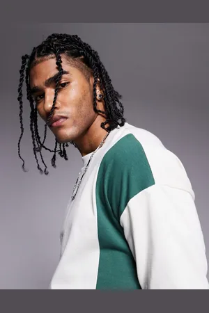 ASOS Oversized colour block t-shirt in cream and green