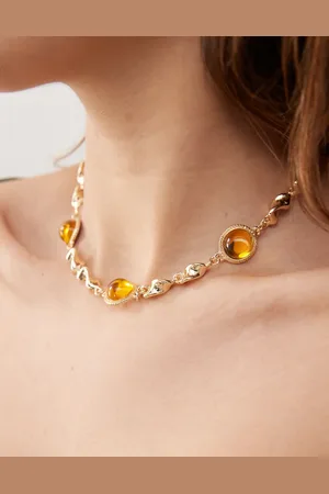 Reclaimed Necklace with amber stones in