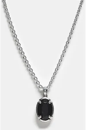 Reclaimed Unisex chain necklace with faux black pendant in