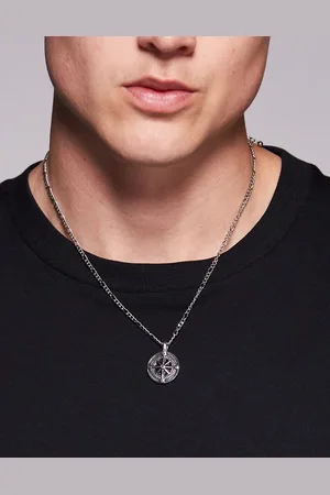 ASOS Waterproof stainless steel chain necklace with compass pendant in tone