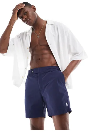 Ralph Lauren Monaco icon logo lux nylon mid swim shorts classic fit in