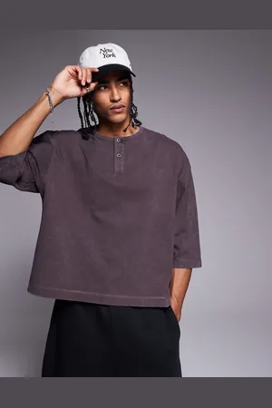 ASOS Oversized heavyweight washed henley t-shirt 220gsm in
