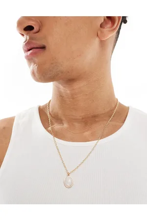 ASOS Oversized oval faux mother of pearl pendant necklace in tone