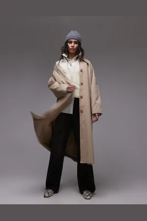 Topshop 90s trench coat in stone