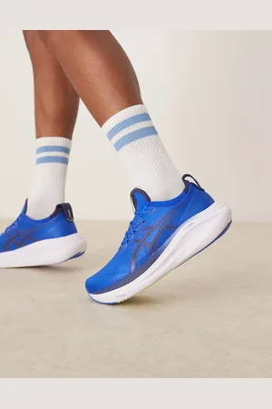 Asics Gel-Nimbus 27 running trainers in wave teal and saxon green