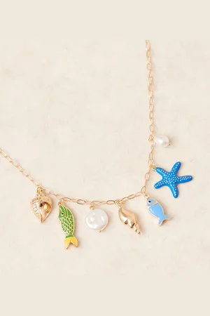 DesignB London Aquatic multicharm necklace in