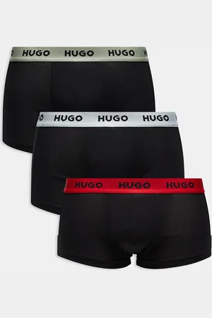 HUGO BOSS 3 pack logo contrast waistband trunks in
