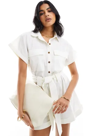 Pretty Lavish Utility playsuit in beige