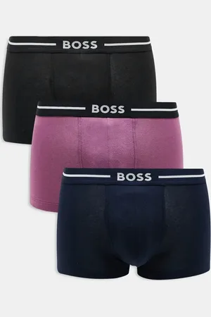 HUGO BOSS Bold 3 pack logo waistband trunks in rose/navy/black
