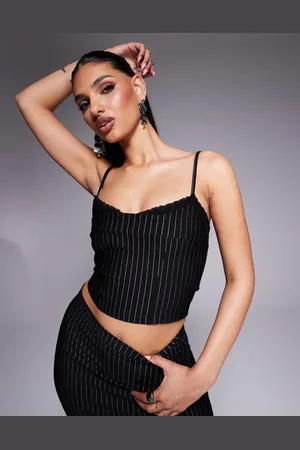 ASOS Co-ord lace trim cami top in pinstripe