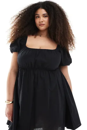 Esmée Exclusive puff sleeve tie front mini beach dress in