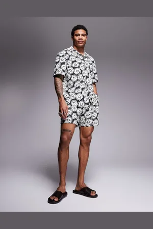 HUGO BOSS Dazzy daisy print short sleeve beack shirt & swim shorts set in