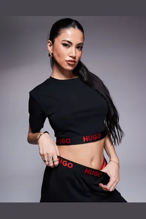 HUGO BOSS Co-ord lounge t-shirt in with red logo waistband