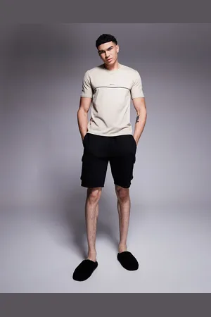 HUGO BOSS Unique stripe logo t-shirt regular fit in light beige