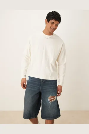 ASOS Oversized boxy textured rib long sleeve t-shirt in cream