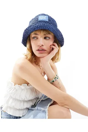 COLLUSION Straw branded bucket hat in