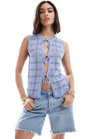 Object Tie front knitted top in pastel