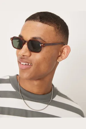 ASOS Mini rectangle sunglasses with tortoiseshell frame and green smoke lens