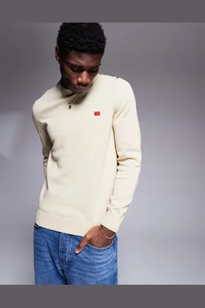 HUGO BOSS San cassius knitted crew neck jumper in beige