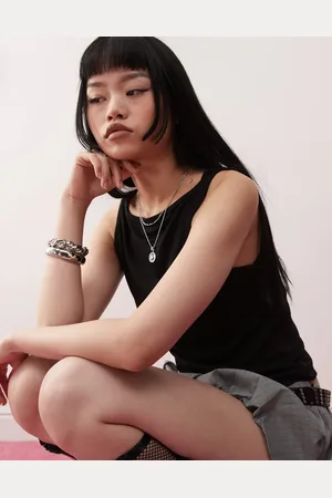 COLLUSION Textured slash neck vest in