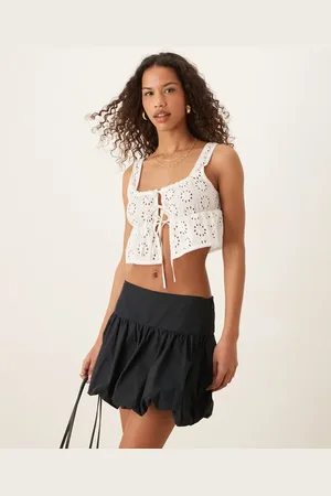 Abercrombie & Fitch Mid rise drop waist bubble mini skort in